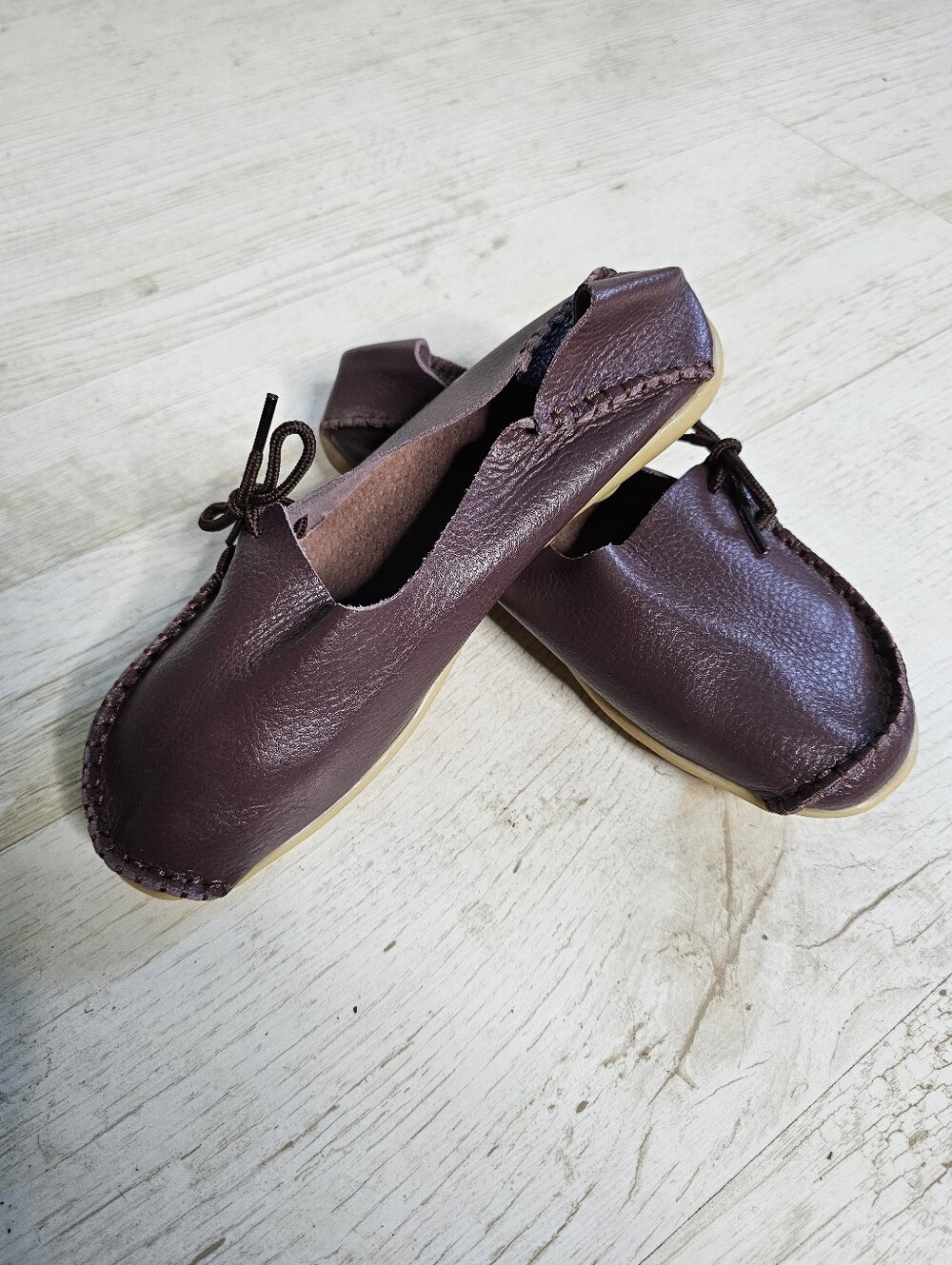 Women’s Leather Driving Moccasins Slip-On Loafers in Dark Brown Coffee